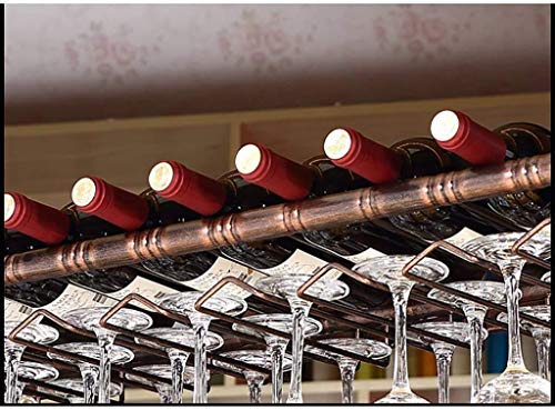 Support de verre à vin suspendu et porte-bouteille de plafond en fer