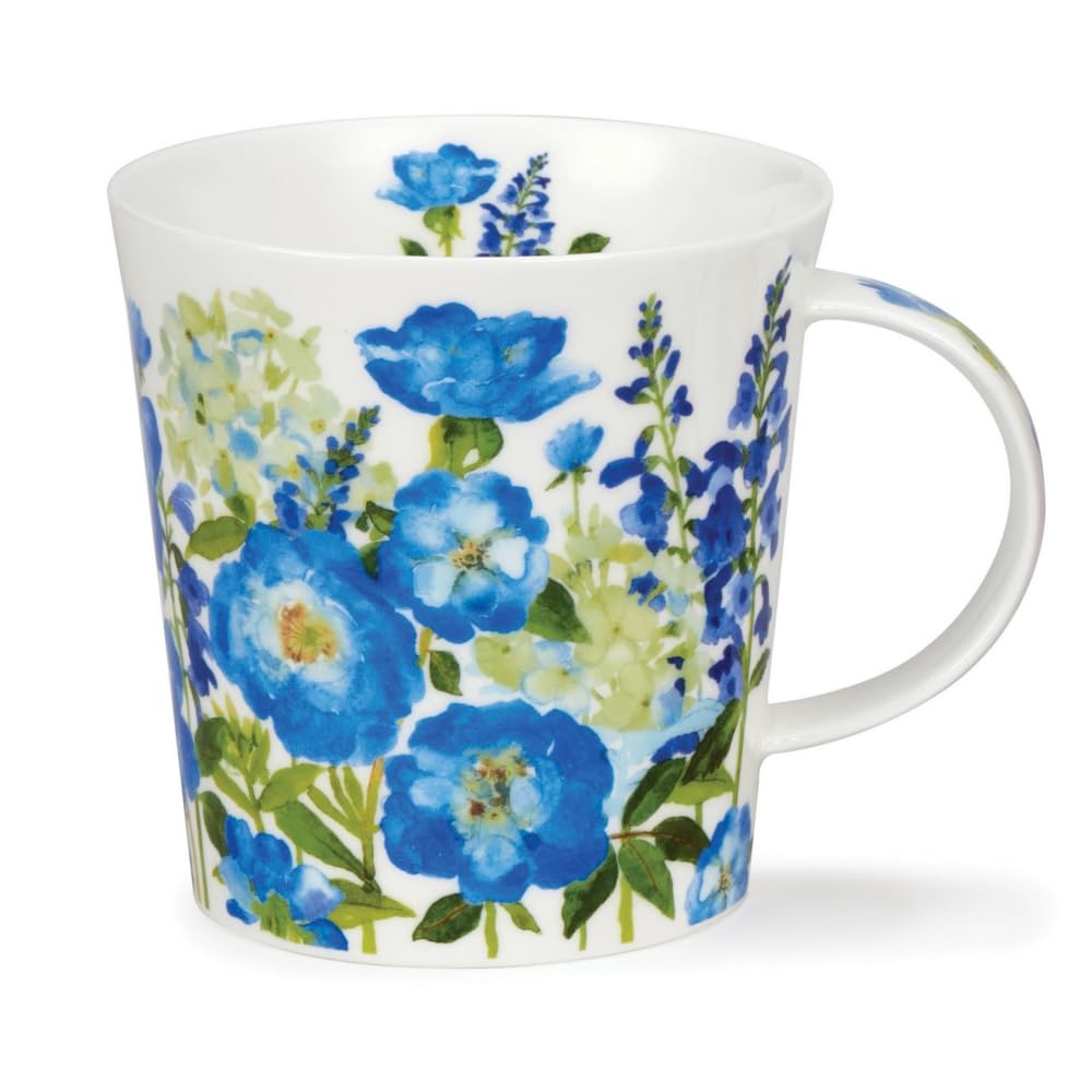 Dunoon Lomond Tasse en porcelaine anglaise Motif jardin de fleurs Bleu