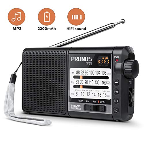PRUNUS J-01 Transistor Radio Battery Operated AM FM Radio - Excellent Reception, 2200mAh