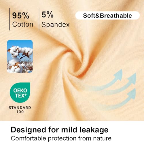 Battewa Cotton Incontinence Underwear for Women High Waisted Leak Proof Panties Bladder Leak Protective Briefs Adult Pee Proof Assurance Underwear (4Beige,XL, 4 Pack)