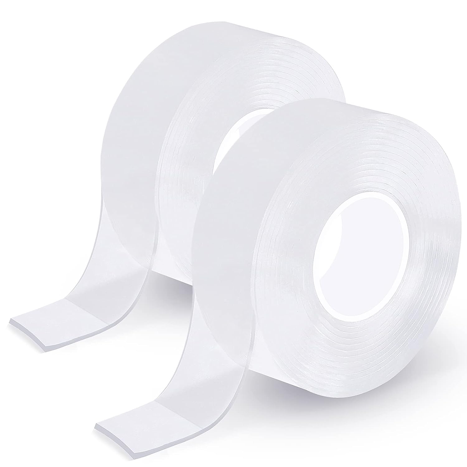 Joyberg 2 Rolls Nano Double Sided Tape Total 33FT, Easy Tape Heavy Duty, Washable Strong Wall Tape Removable Transparent Sticky Tape for Home and Office (0.6inch, Each Roll 5m/16.5ft)