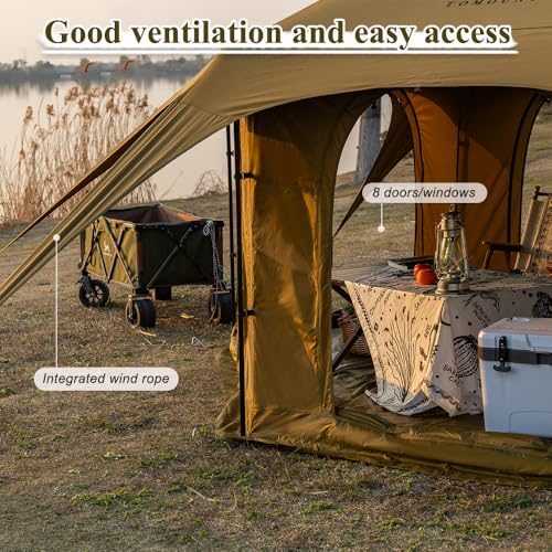Image of TOMOUNT Canvas Bell Tent Wall Tent with Stove Jack for Camping Glamping Yurt Dia.16.4ft*9.2ft