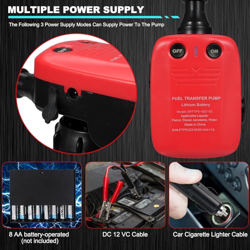 Kraftstoff-Transferpumpe, batteriebetriebene Kraftstoff-Transferpumpe mit langem Schlauch, tragbare Flüssigkeitspumpe für Benzin, Diesel, Kerosin, Leichtöle, Wasser