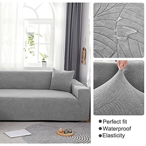 Housse de canapé d'angle extensible jacquard beige 3 places pour divan en L