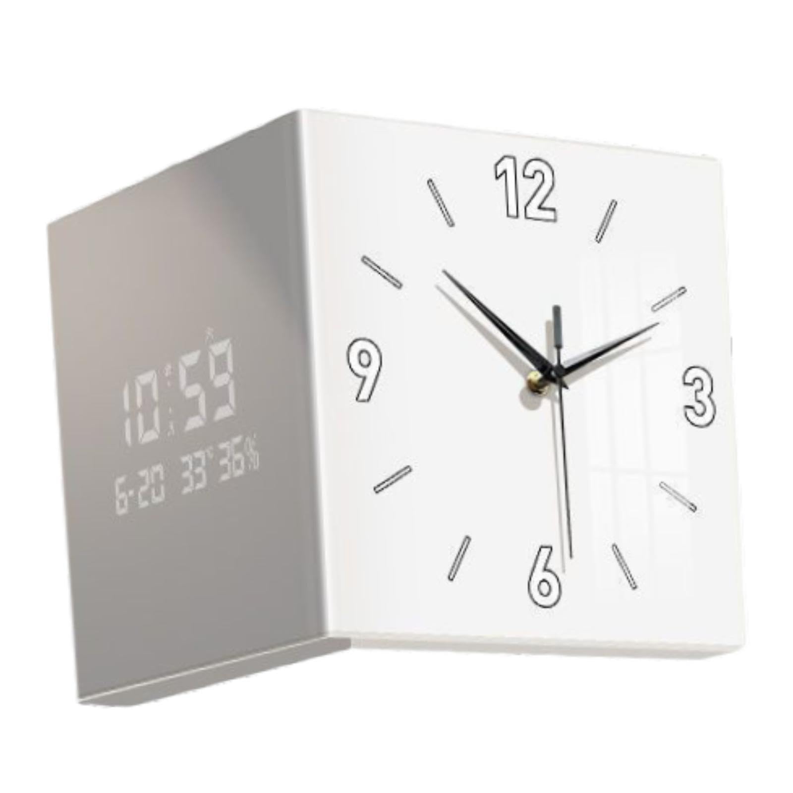 Reloj de Pared Doble Cara para Decoración de Espacios Interiores y Exteriores, Blanco, Individual