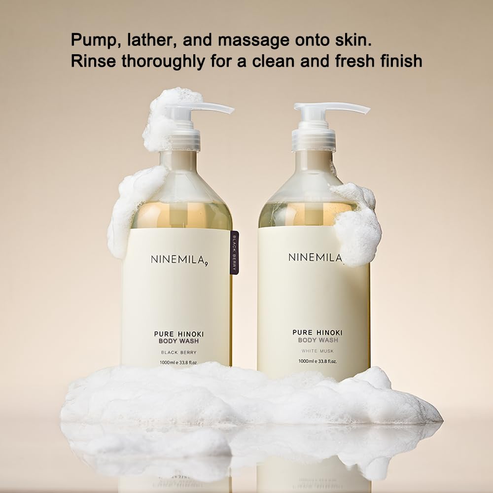 NINEMILA Pure Hinoki Body Wash with AHA & BHA, 1000ml