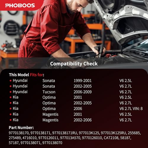 Image of PHOBOOS A /C compressor with Clutch Compatible with Hyundai Sonata 1999-2005 V6 2.5L /2.7L, Tucson 2006-2009 V6 2.7L & Kia Optima 2001-2006 V6 2.5L /2.7L, Magentis 2001 /2002-2006 V6 2.7L, Ref. 4716010