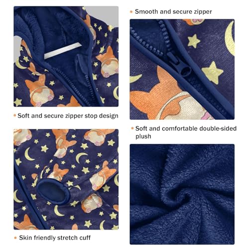 Boys' Fleece Hoody Jacket Zip Up Coat Warm Fall Winter Plush Jacket Corgi Moons Stars Long Sleeve Outerwear3