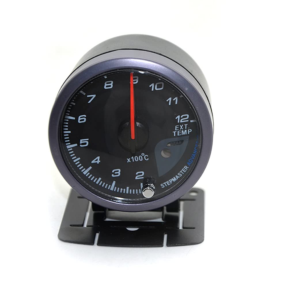 xiantuyueauto parts 60MM Black Face Boost turbo/Water/Oil temp/Oil press/Voltmeter/Air fuel Ratio/Exhaust gas temp/tachometer gauge Dual For cars (Color : Exhaust Gas Temp)