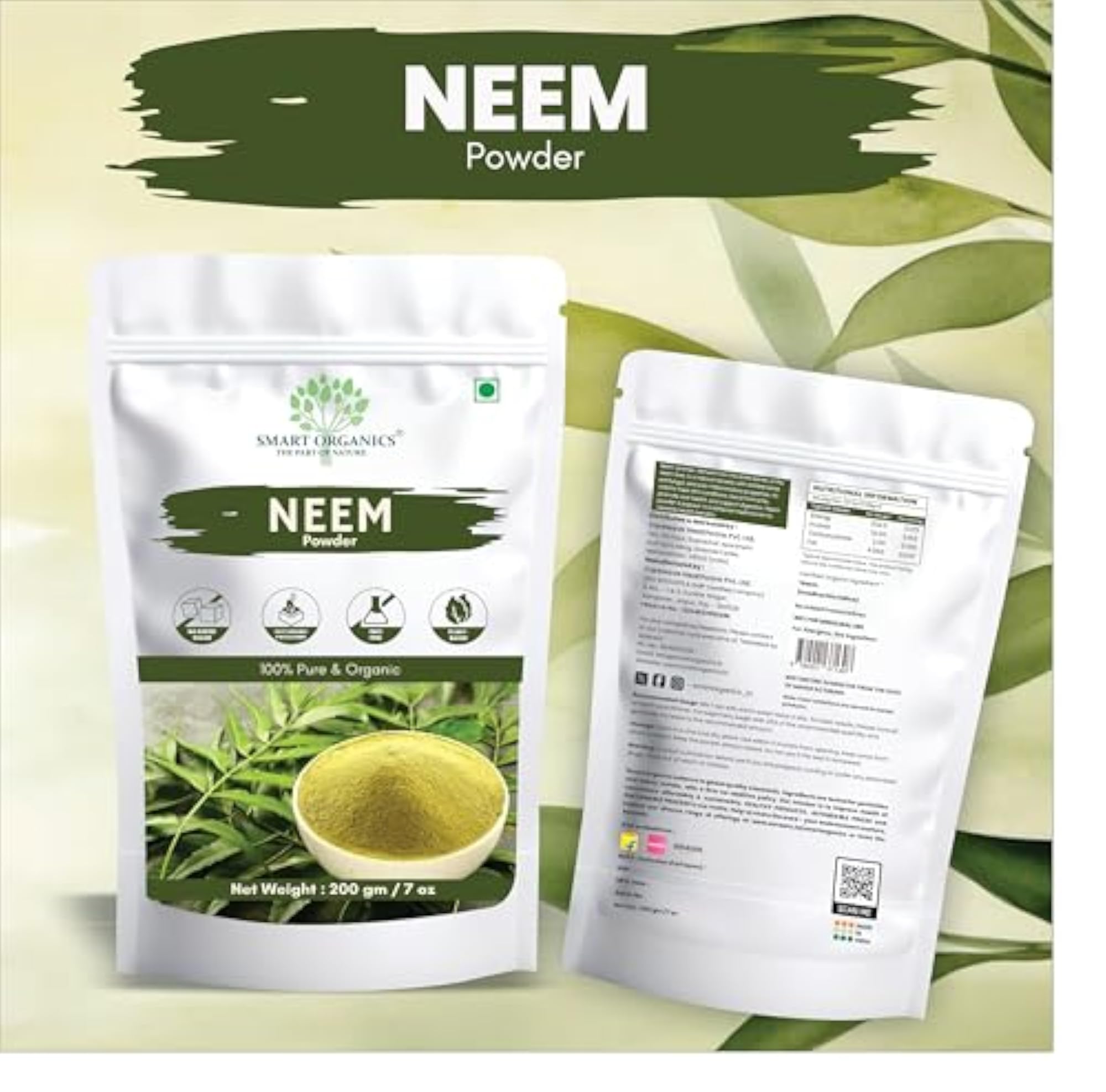 Neem Powder 200g, 100% Pure Organic Herbal Supplement