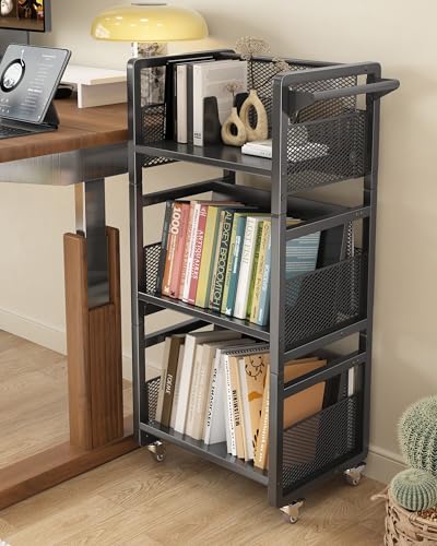 Stelhold 3-Tier Dual-Sided Heavy-Duty Book Cart with Wheels