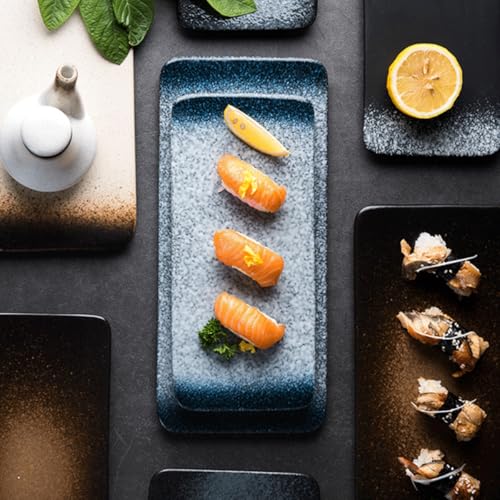 Plato japonés de cerámica Beaupretty para sushi 10" azul miniatura 5