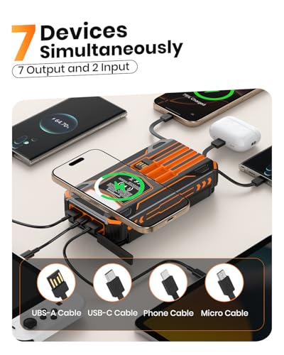 Cargador solar portátil SOARAISE 48000mAh con cables y paneles solares miniatura 2