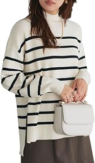 [ピエロ] 吸湿 発熱 サイドスリット ニット レーヨン混 体型カバー レディース