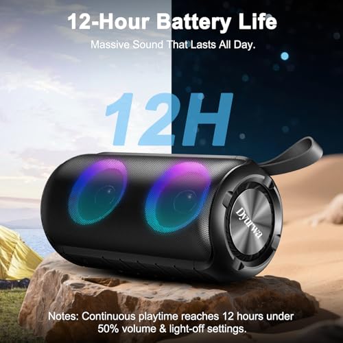 Altavoz Bluetooth Potente, Altavoz Portatil Bluetooth 5.3 con Refuerzo del Bass, Impermeable IPX6, 7 Cambios RGB, 12H Reproducción Bluetooth Speaker con Emparejamiento TWS, Ideal para Exteriores - imagen 5