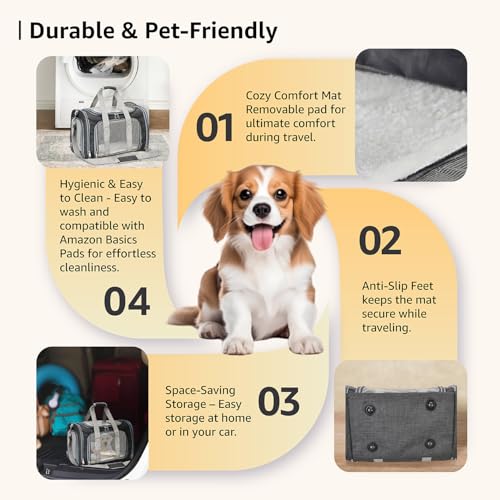 Amazon Basics Soft-Sided Mesh Pet Carrier, Large, Dark Grey - Image 4