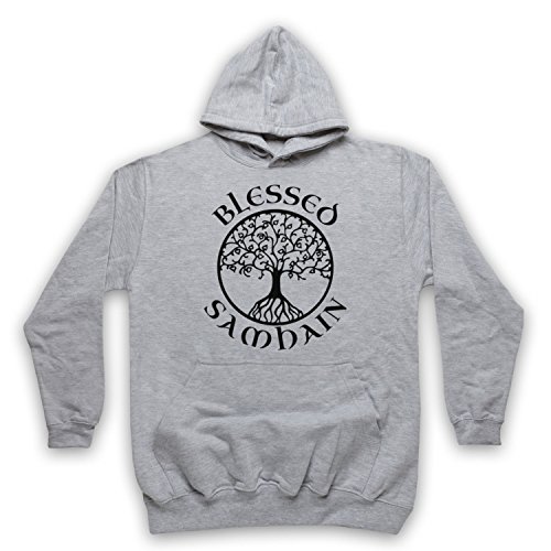 Sweat a capuche Blessed Samhain vetement festival gaelique adulte sweat gris taille S