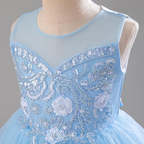 IBTOM CASTLE Flower Girls Wedding Dress Sleeveless Floral Lace Princess Tulle Tutu Dress Pageant Formal Party Evening Gown4