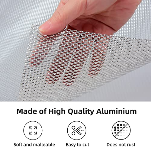 Image of AggAuto Universal 170 inchx40 inch Car Grill Mesh - Aluminum Alloy Automotive Grille Insert Bumper Rhombic Hole 3x6mm, One of the Most Multifunctional Shape Grids Silver