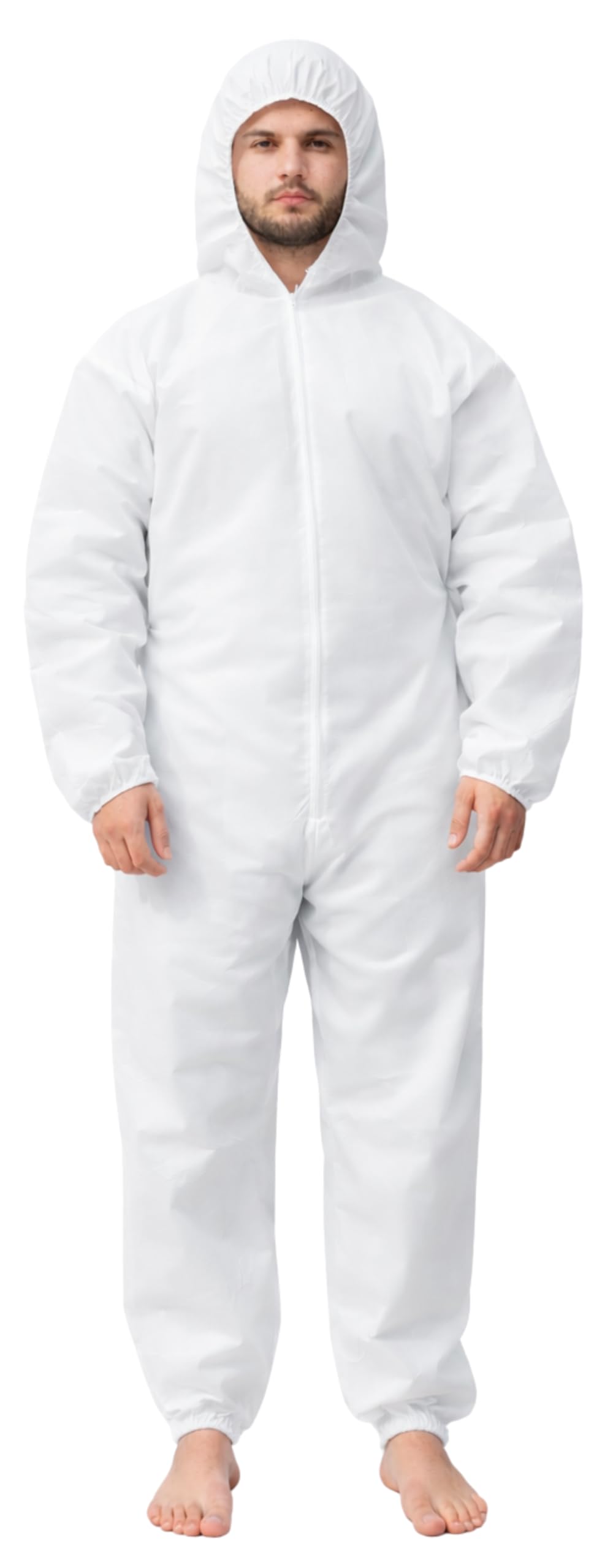 – Protective Disposable Boiler suit Overall Paper Suits Coveralls Protection Suit Elasticated hood, Cuffs and Ankles