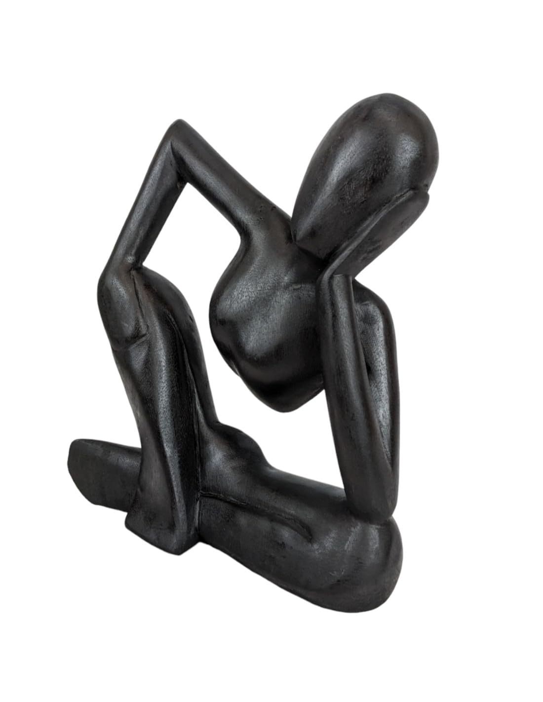 Statua Astratta pensatore H30 cm in legno massiccio Nero