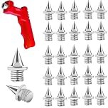 20 Pack 6mm Track Spikes Stainless Steel Running Shoe Spikes with Wrench Pyramid Grip Replacement Spikes for Sprint Cross Country Training Strong Traction and High Wear Resistance 0.25Inch Silver