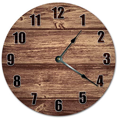 Reloj de pared 10.5 pulgadas madera marrón cepillada