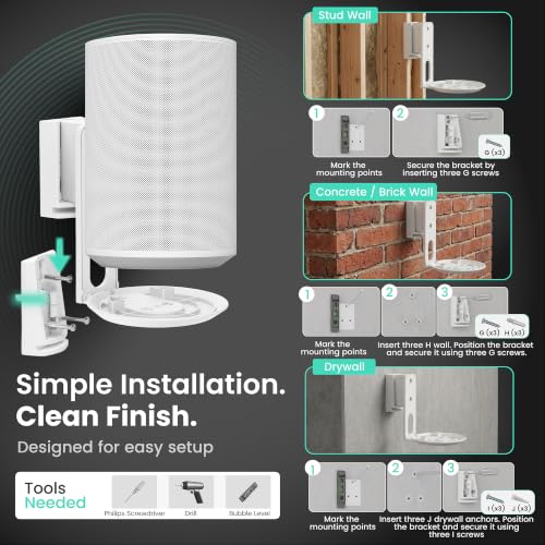 Image of ynVISION.DESIGN Speaker Wall Mount for Sonos ERA 100 /100 SL, White, 2-Pack