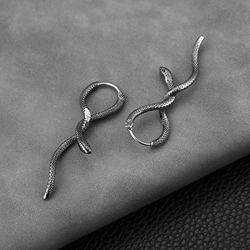 HZMAN Snake Earrings for Men Women Stainless Steel Retro Gothic Punk Piercing Animal Snake Hoop Earring Biker Party Jewelry Gift4