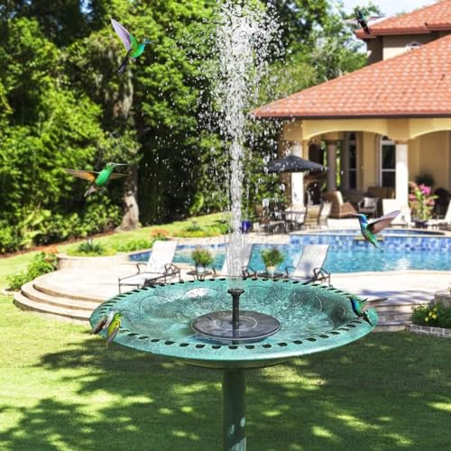 Image of Solar Fountain Fountain Water Pump for Bird Bath New Upgraded Mini Solar Powered Watering Submersible Pump for Pond Pool Garden Fish Tank Aquarium
