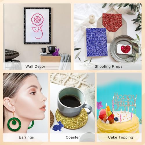 Image of Glitter Acrylic Sheets 1 /8 in Thick 8x8 Cast Sparkly Acrylic Sheets 3mm for Laser Cutting, Engraving, Invitation Blanks, Signs, Festival Decorations(8, Assorted, 8 inchx8 inch)
