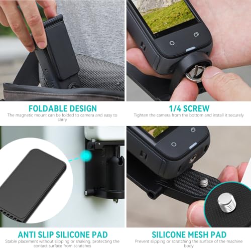 Image of ZORBES Magnetic Mount Stand Compatible for Insta360 X5 X4, Magnet Steering Holder Bracket with 1 /4 Screw for Insta 360 Action Camera, Stand Base for Insta360 X5 /X4 /X3 /GO 3 /GO 2 / DJI Pocket 3