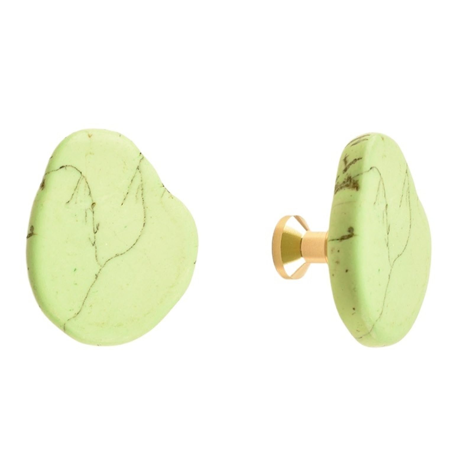 Padgcnor Green Single Hole Handles White Stone Brass Furniture Handles Dresser Cabinet Pulls Wardrobe Drawer Door Knobs And Wall Clothes Hook(,Cabinet Handle Screw)
