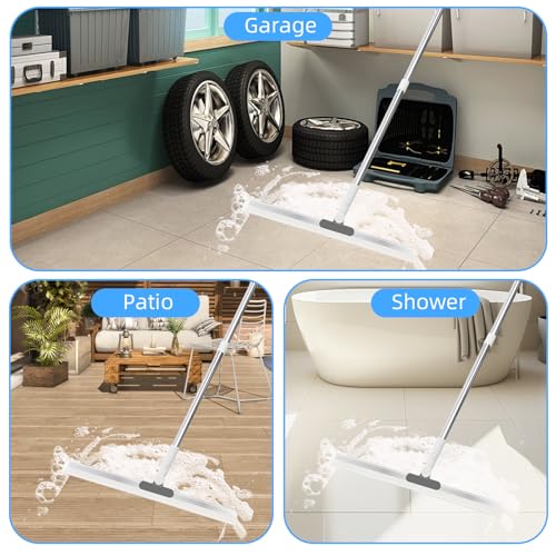 Image of Squeegee Broom for Floor, Heavy Duty Rubber Wiper for Garage, Deck, Bathroom, Shower Glass, Window