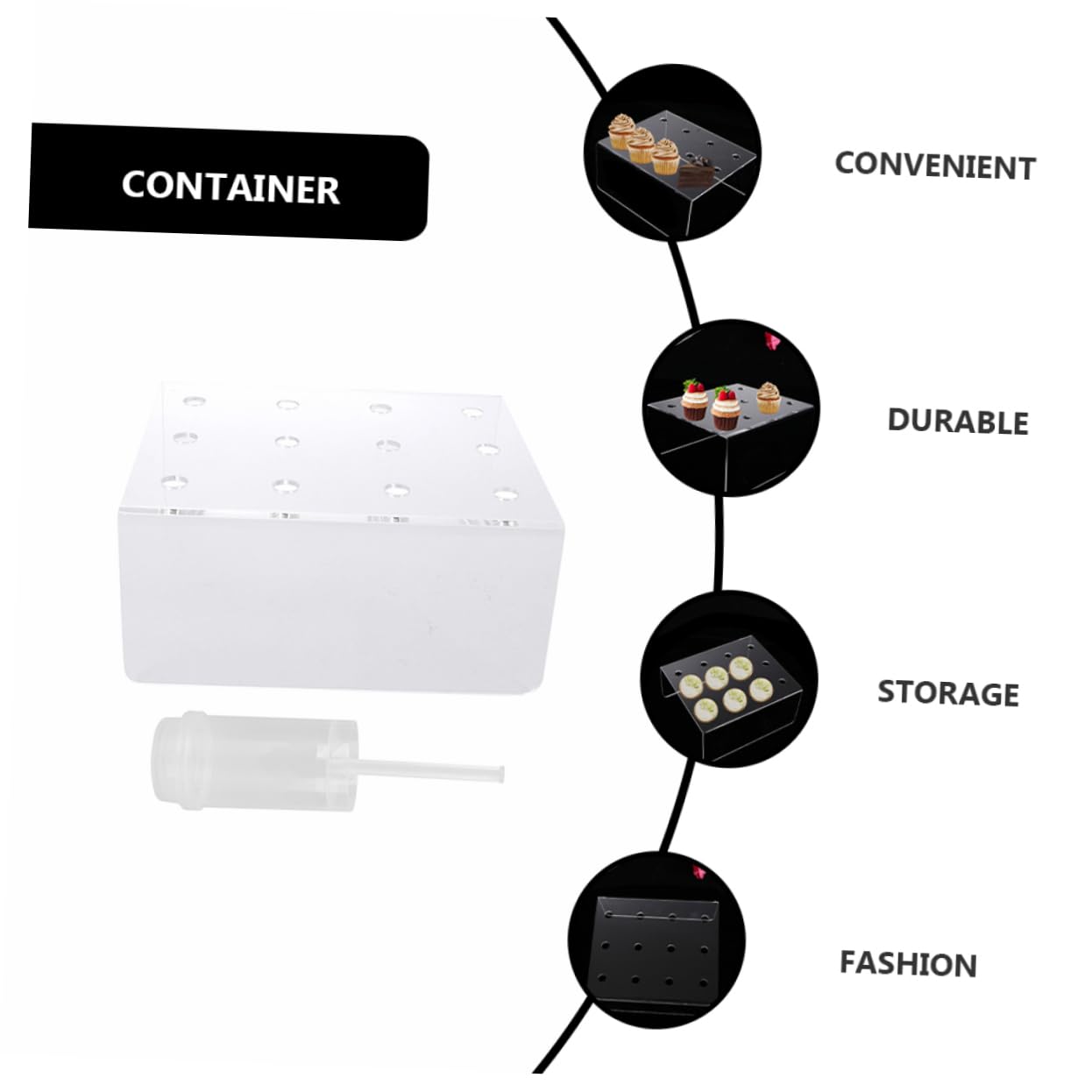 Unomor 1Set Cake Stand with Cake Containers Dessert Display Rack for Parties Weddings Birthdays and Showers Convenient Push Tube Storage Organizer