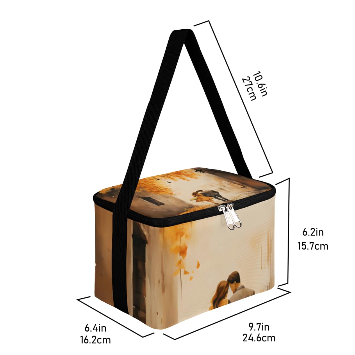 GzLeyigou Lunch Bags for Women Men 9 Cans,Lovers Dating Hot & Cold Food Delivery Bag Insulated Grocery Bag Insulated Lunch Box Fall Landscape Cooler Bag for Office Work Picnic Beach