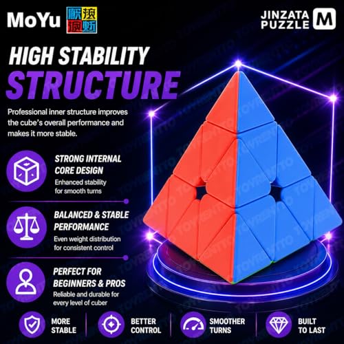 Image of MoYu MFJS MeiLong Pyraminx M Magnetic Speed Cube 3x3 Pyramid Puzzle Stickerless | Smooth Turning | Brain Teaser Toy for Kids & Adults
