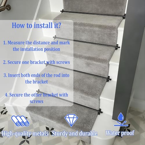 Soportes de metal resistente para alfombras de escaleras de diseño clásico 5
