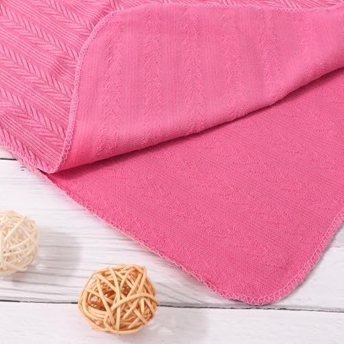 Image of AQOKKA Newborn Receiving Blanket with Bow Hat Mittens Wooden Card Set Wheat-Pattern Newborns Toddler Baby Boy Girl Nursery Swaddle Wrap
