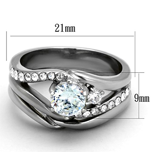 Marimor Jewelry 1.19 Carat Round Cut Cubic Zirconia Stainless Steel Wedding Ring Set Womens Size 5-102