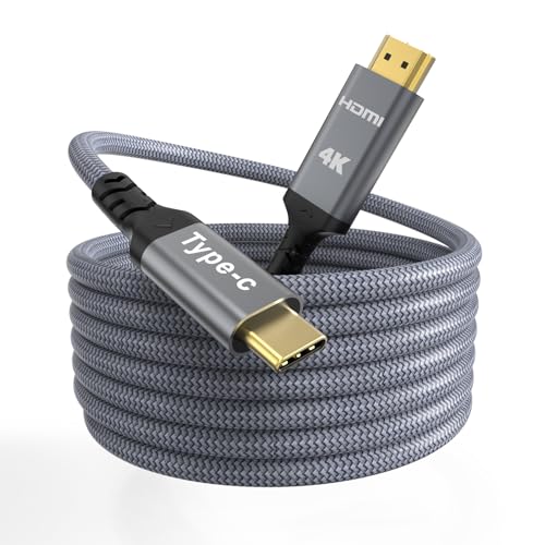 USB C à HDMI câble 4K 10FT, Quntis Type-C à tressé HDMI Cordon, en aluminium plaqué or HDMI Adaptateur Thunderbolt Cable, Compatible avec iPad Pro, iPhone 16, MacBook Pro, Galaxy, Surface, Deck à vapeur