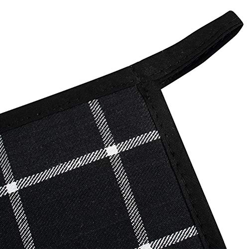 100-Cotton-Kitchen-Everyday-Basic-Pot-Holder-Heat-Resistant-Coaster-Potholder-for-Cooking-and-Baking-7-x-7-Inch-Set-of-3-Black-Plaid 100 Cotton Kitchen Everyday Basic Pot Holder Heat Resistant Coaster Potholder for Cooking and Baking 7 x 7 Inch Set of 3 Black Plaid