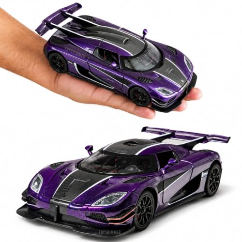 Image of 1:24 Scale Koenigsegg One:1 Diecast Model Car with LED Lights & Engine Sound | Premium Metal Body | Openable Doors via Roof Button | Realistic Collectible Toy for Kids & Adults-Purple