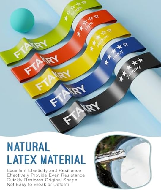 Resistance Bands for Working Out, Exercise Bands with 5 Resistance Levels, Natural Latex Resistance Bands Designed for Home Fitness, Strength Training and Flexibility Exercises