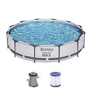 Bestway Steel Pro MAX Frame Zwembadset met filterpomp Ø 366 x 76 cm, lichtgrijs, rond