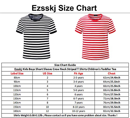 Ezsskj Kid's Boys Short Sleeve Black White Striped T Shirts Fashion Tee Tops 130 Cm #TOP6