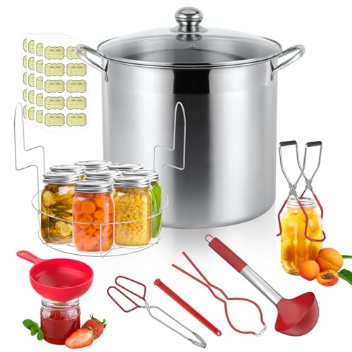 Comparison: Best Pot For Canning 5 BriSunshine 21.5 QT Stainless Steel Canning Pot with Lid, Rack & Canning Tools Set, Canning Supplies Kit Water Bath Canner for Beginner