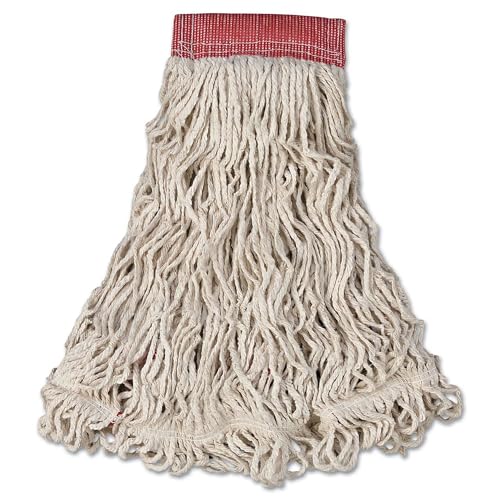 Rubbermaid Commercial Products Swinger Loop Mop Head Replacement, 5-Inch Headband, White, Heavy Duty Cotton/Synthetic Industrial Wet Mop for Floor Cleaning Office/School/Stadium/Lobby/Restaurant image 4