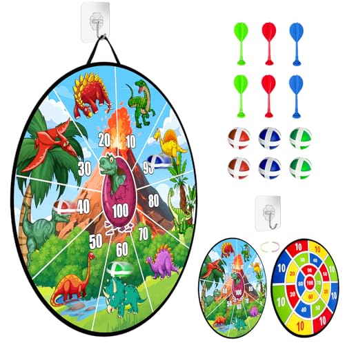 66 cm Diana de Doble Cara con Diana de Doble Cara con Pelotas,Dinosaurios Dardos,Diana,Juguete Plegable, Regalo