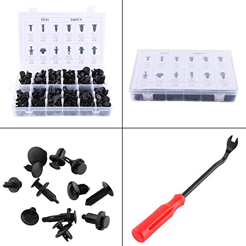 Elerose 240 UNIDS Sujetador de Coche Empuje el Pin de la Puerta Clip Recortador de Parachoques Revetv Surtido Interior con Alicates de Eliminación de Clip